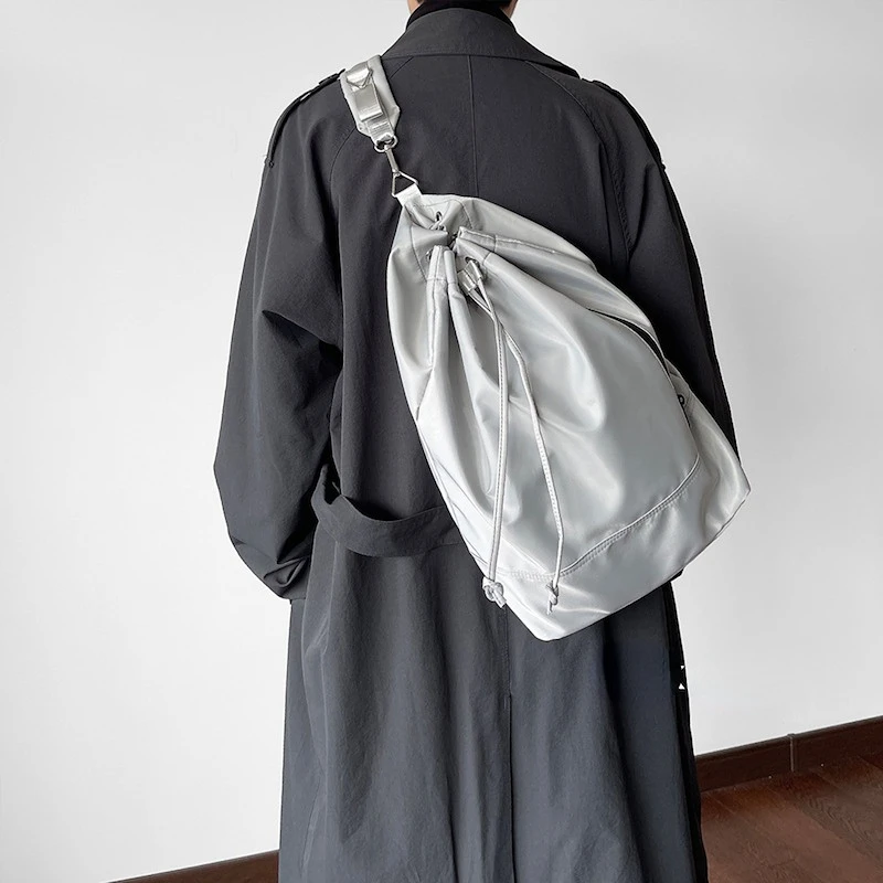Stylish Drawstring Shoulder Bag Men Women Korean Inspired Simple Commuting Traveling School - Large Capacity Backpack