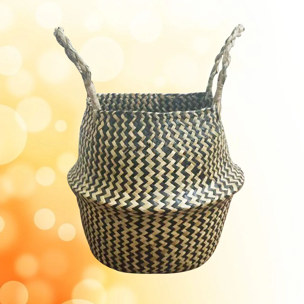 

Handmade Seaweed Storage Baskets Foldable Large Space Home Decor Plant Pot Easy Removal Natural Seagrass Basket Laundry