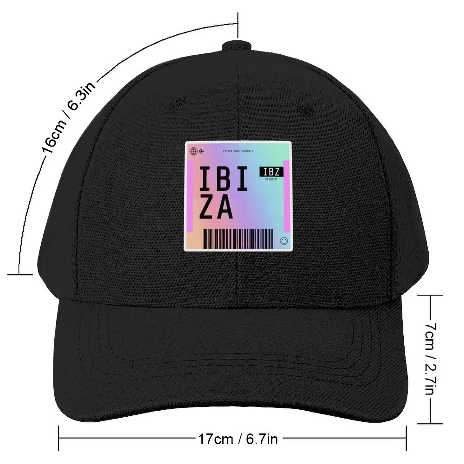 Ibiza Boarding Pass IBZ Rainbow Gradient Baseball Cap Hat Baseball Cap western Hat Boy Women's