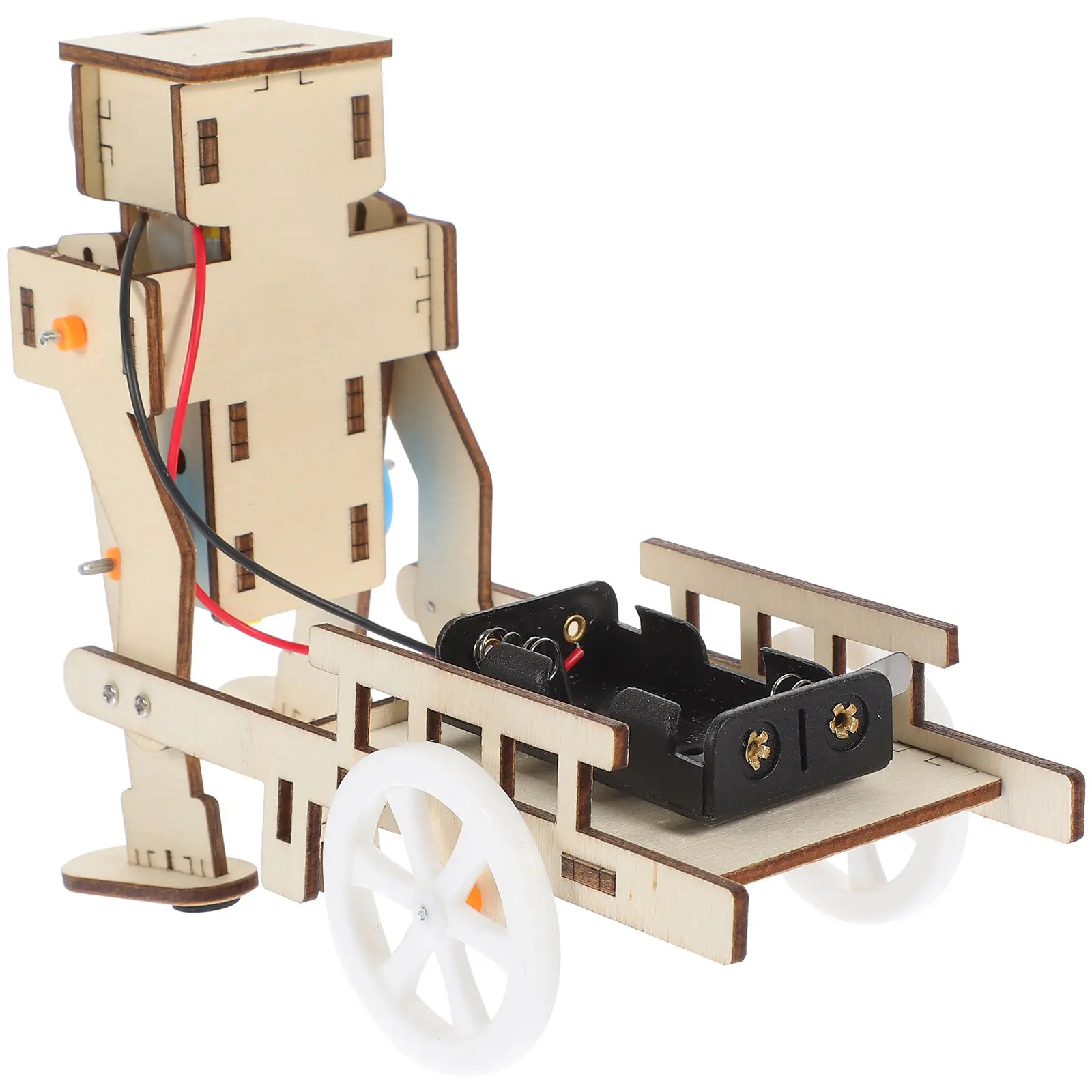 

1Set Wooden Robot Pulling Trolley Kit DIY Science Experiment Educational Stem Assembly Enhances Curiosity Problem