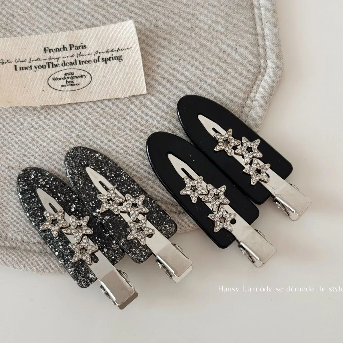 1PCS High Quality Rhinestone Star Invisible Hair Clip for Women Versatile Duckbill Clip for Bangs Makeup Retro Hair Accessory