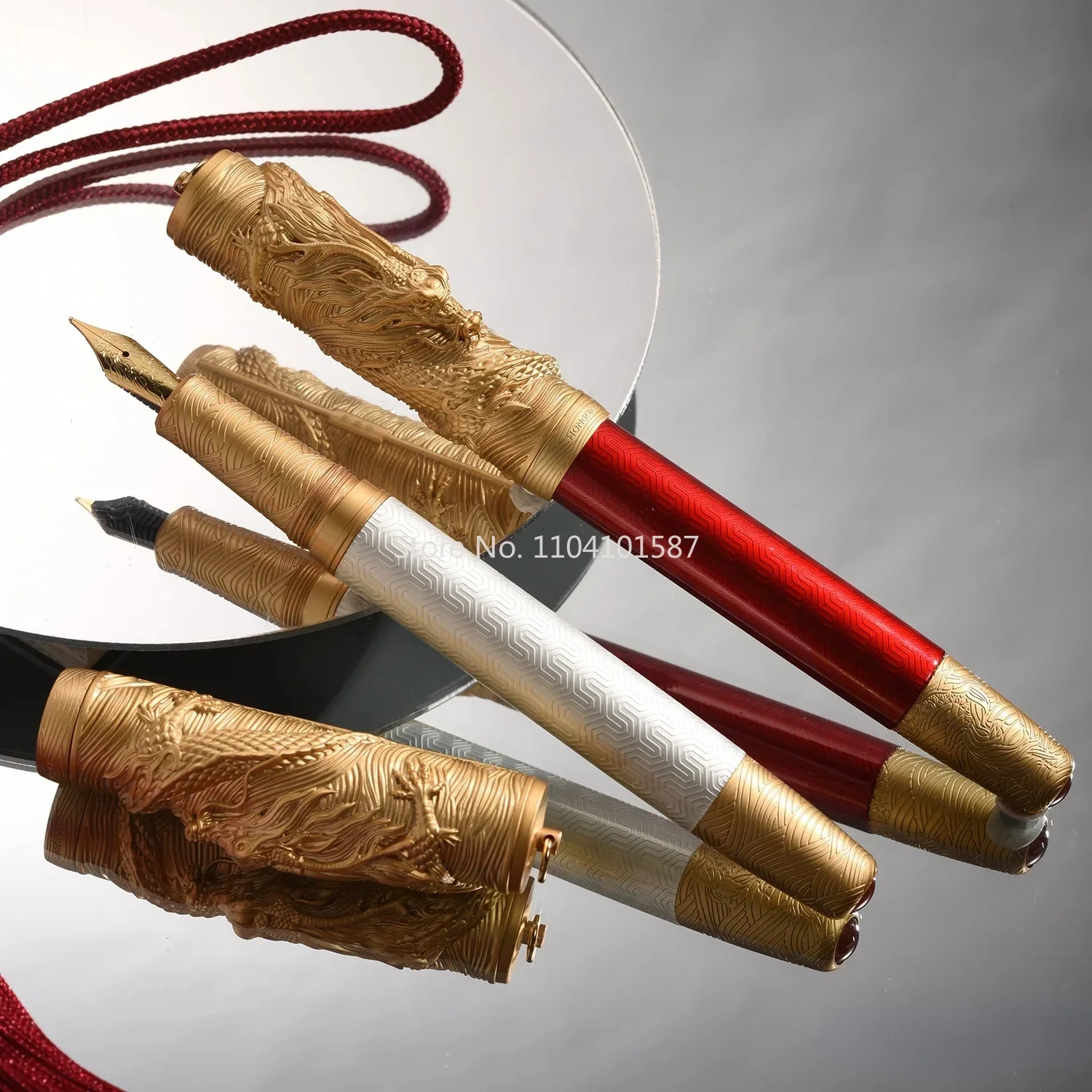 Hongdian A24 Dragon Year Fountain Pen Fine Nib 3D Dragon Stereoscopic Carving Collect Gift Pen