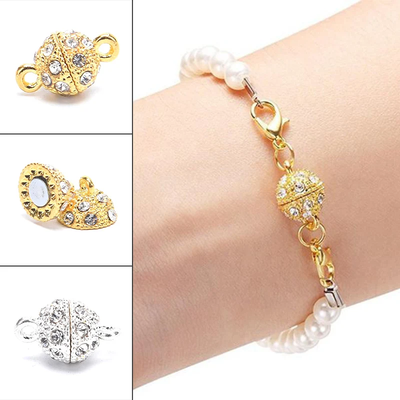 5pcs Rhinestone Metal Magnet Clasps Hook Bracelet Necklace Strong Magnetic Clasp