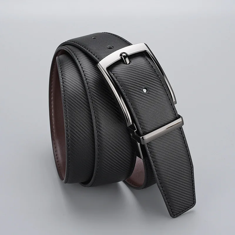 Men's Rotating Buckle Belt Dual Color Business Versatile Belt