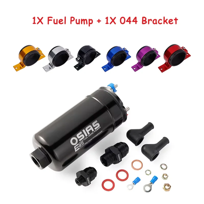 OSIAS New EFI 380LH 1000HP Fuel Pump + Blue/ Black/ Red/ Yellow/ Purple/ Silver Bracket E85 Compliant Bosch 044 style