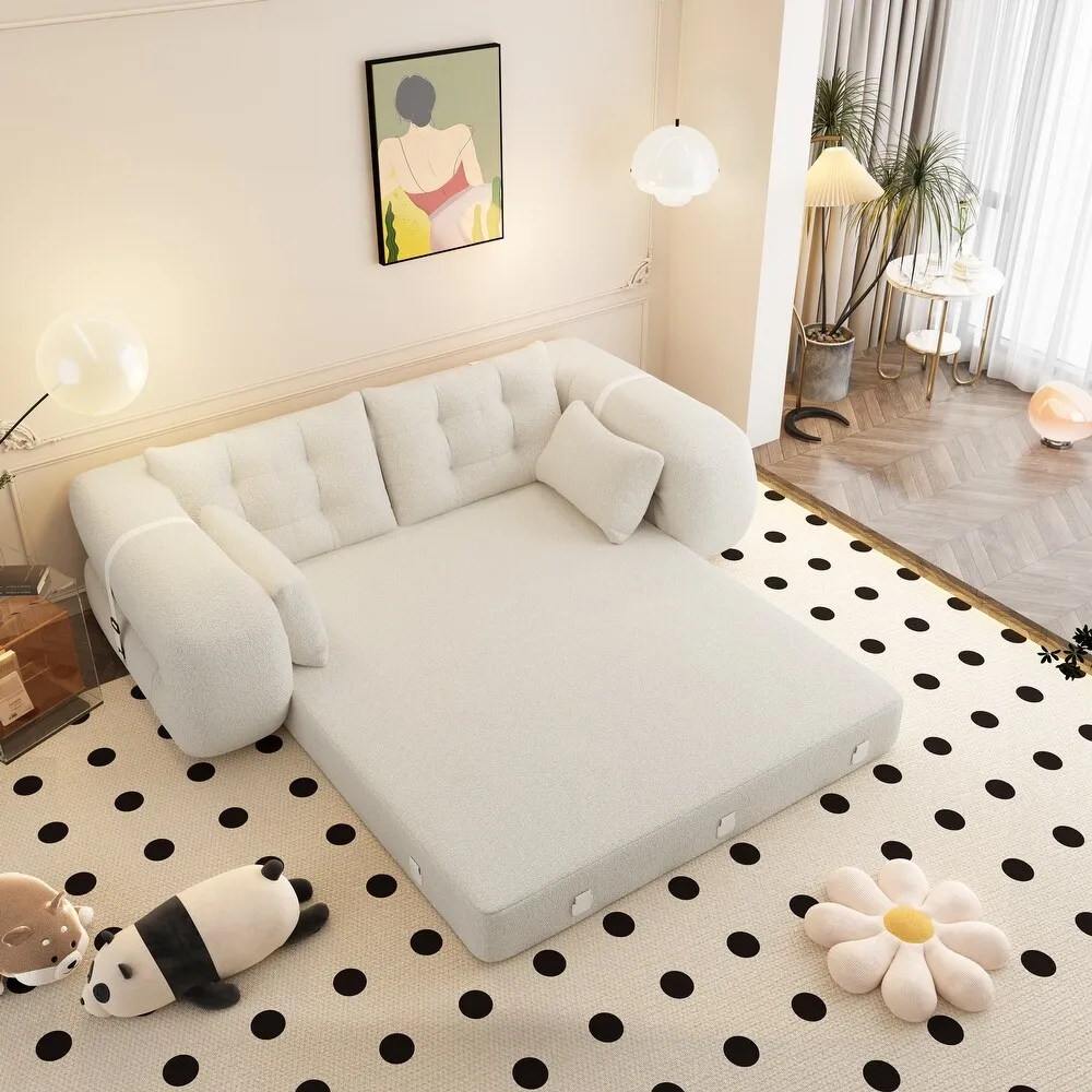 3-in-1 Convertible Oversized Sleeper Sofa Bed for Living Room Apartment Guest Room Compressed Couch Box Warehouse Gym Villa Park