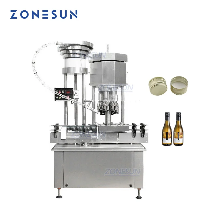 ZONESUN ZS-XG440C Desktop Automatic Ropp Aluminum Cap Pilfer Proof Lid Capping Crimping Machine for Beverage Soybean Wine Bottle