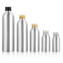 Aluminium Flessen 1Oz 2Oz 4Oz 8Oz 20/30/50/60/100Ml/150/200/250Ml, Lege Ronde Strook Metalen Fles Met Gevoerde Zilveren Aluminium Dop