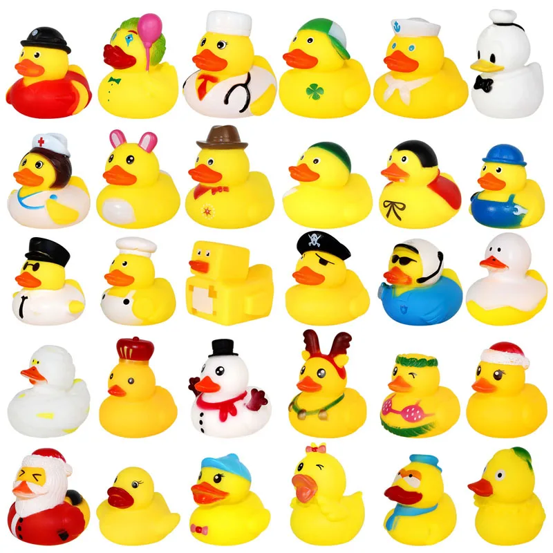 Creative Yellow Rubber Duck Squeaky Sound Bath Ducks Duckies Summer Pool Floating Toys Holiday Decoration Birthday Party Favors