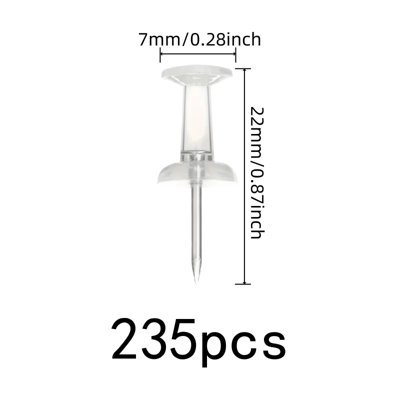 235 pcs Clear Map Pins, Easy Push Sharp Pin, Home Photo Display DIY Wall Decoration, Non-Damage Wall Safe