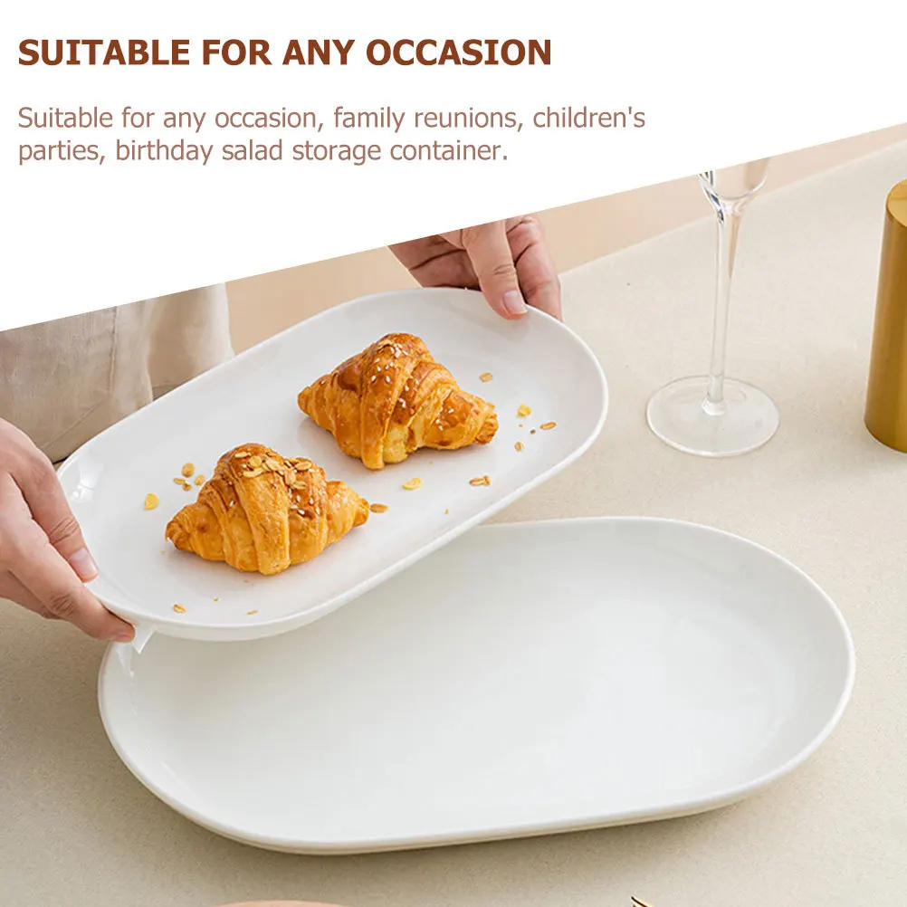 

Ceramic Oval Plate Smooth Surface Food Serving Tray for Family Reunions Children Parties Birthday Storage Container