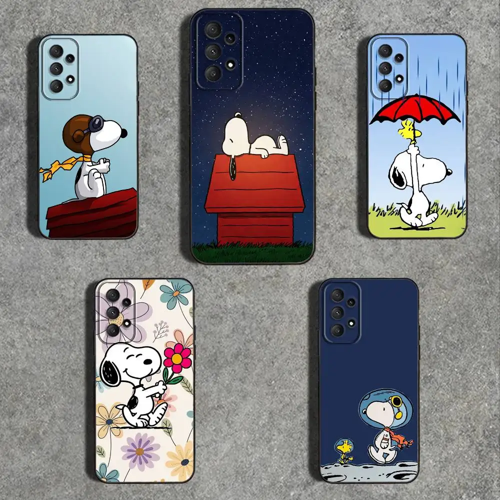 

Cartoon S-S-noopy-COOL Phone Case For Samsung Galaxy A73,31,32,72,41,53,52,71,22,5G,Note,J7,8,9 Soft Black Cover