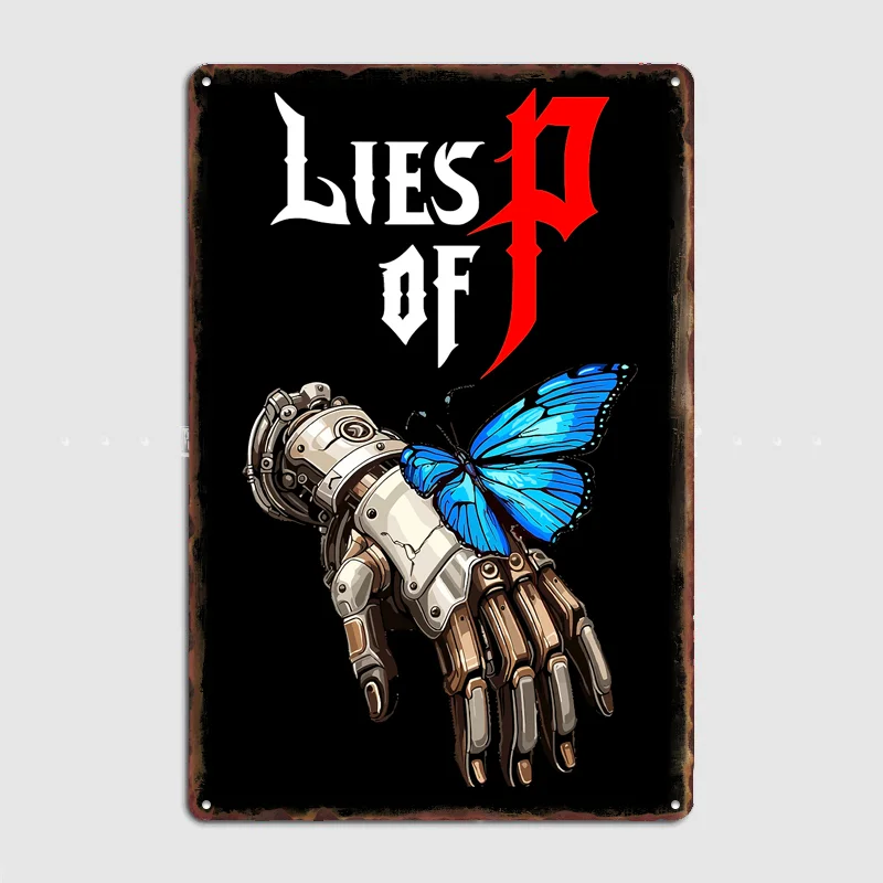 Lies of P Steampunk Hand Butterfly Poster Metal Sign Indoor Outdoor Home Decor Bar Custom Posters Wall Room Decorations