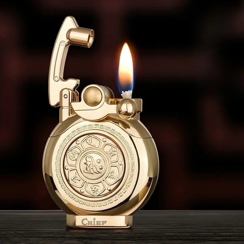 

CHIEF Metal Rocker Kerosene Lighter Creative Rolling Tray Outdoor Windproof Lighters Smoking Accessories Men's Gifts Wholesale