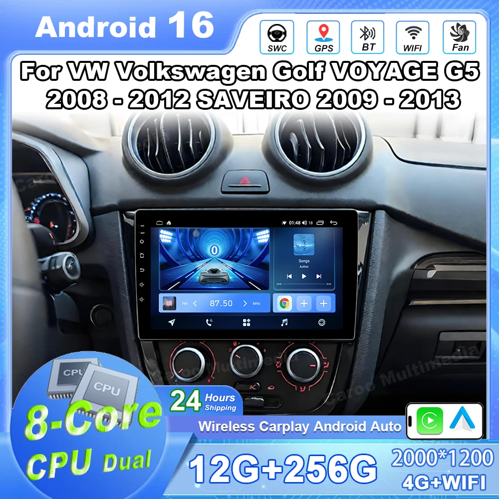 Autoradio 16 Carplay Android Auto For VW Volkswagen Golf VOYAGE G5 2008-2012 SAVEIRO 2009-2013 Multimedia Player Navigation DSP