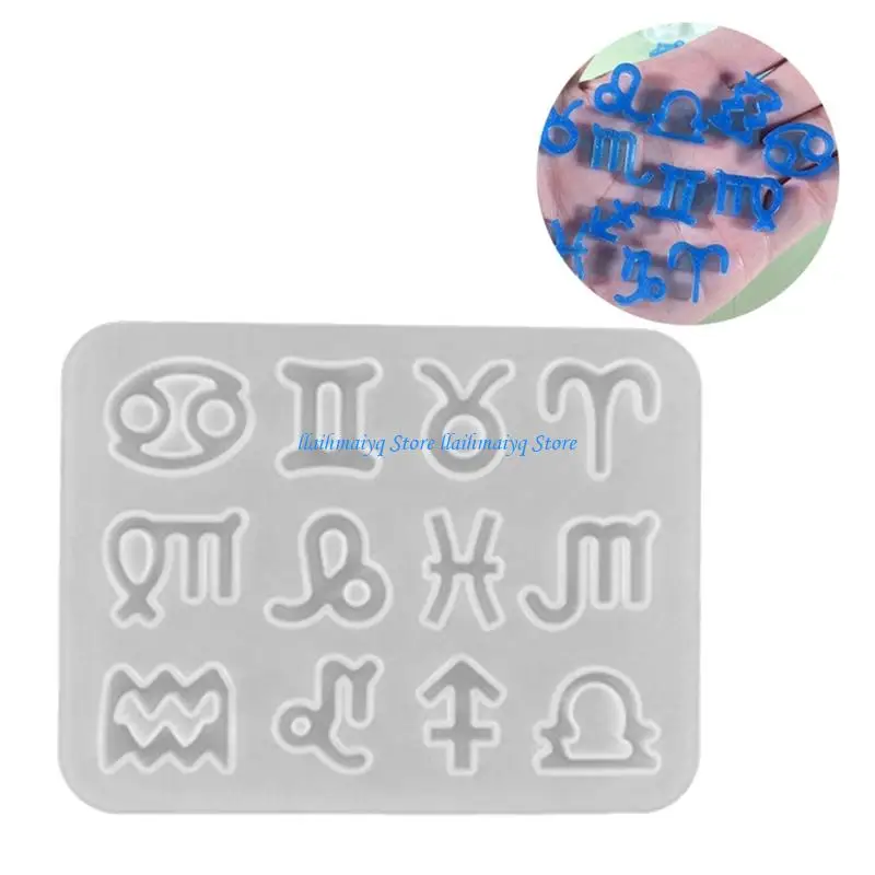 573B 8 Design Zodiacs Charm Silicone Mold Flexible Nonstick Materials Mould For Detailed Resin Clay Jewelry Making