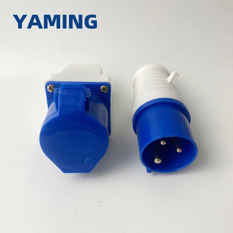 16A/32A Three Pins Electric Industrial Appliance Industry Use Plug And Socket 220V Male Female Outdoor Mounted 013 123