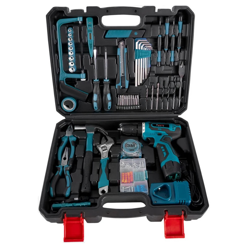 

Hot Sale Household Tool Set Hardware Set Electrical And Woodworking Maintenance Kit 12V Electric Drill Combination