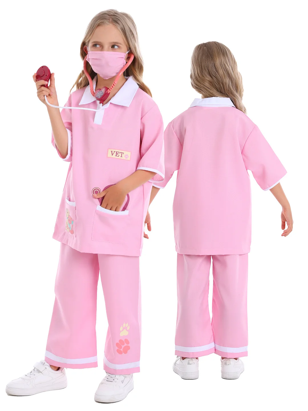 زي أداء الطبيب البيطري للأطفال من لعبة الهالوين، تجربة مهنية، ملابس الطبيب التنكرية للمسرح، ألياف البوليستر 00%