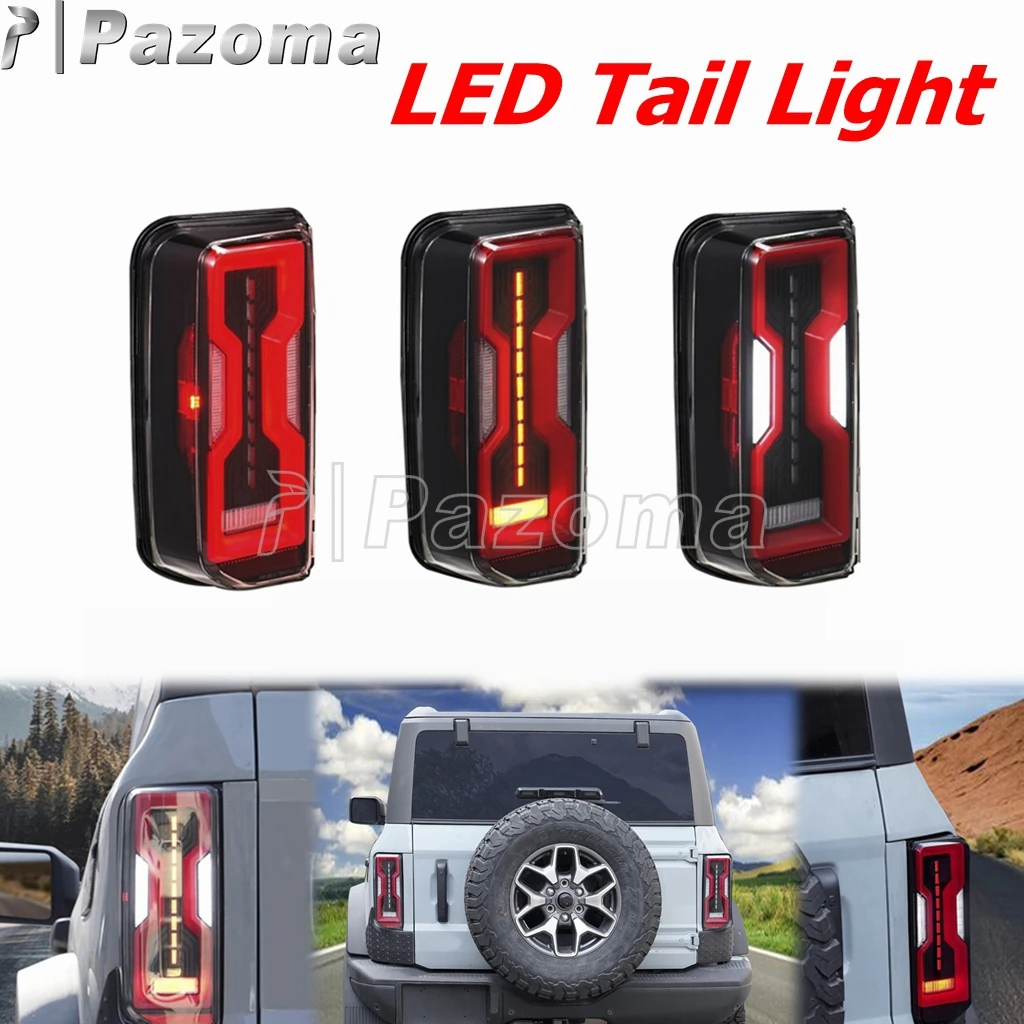 Car LED Tail Light Rear Brake Reverse Turn Signal Light Plug & Play Taillamp For Ford Bronco Halogen Stop Taillights 2021-2024