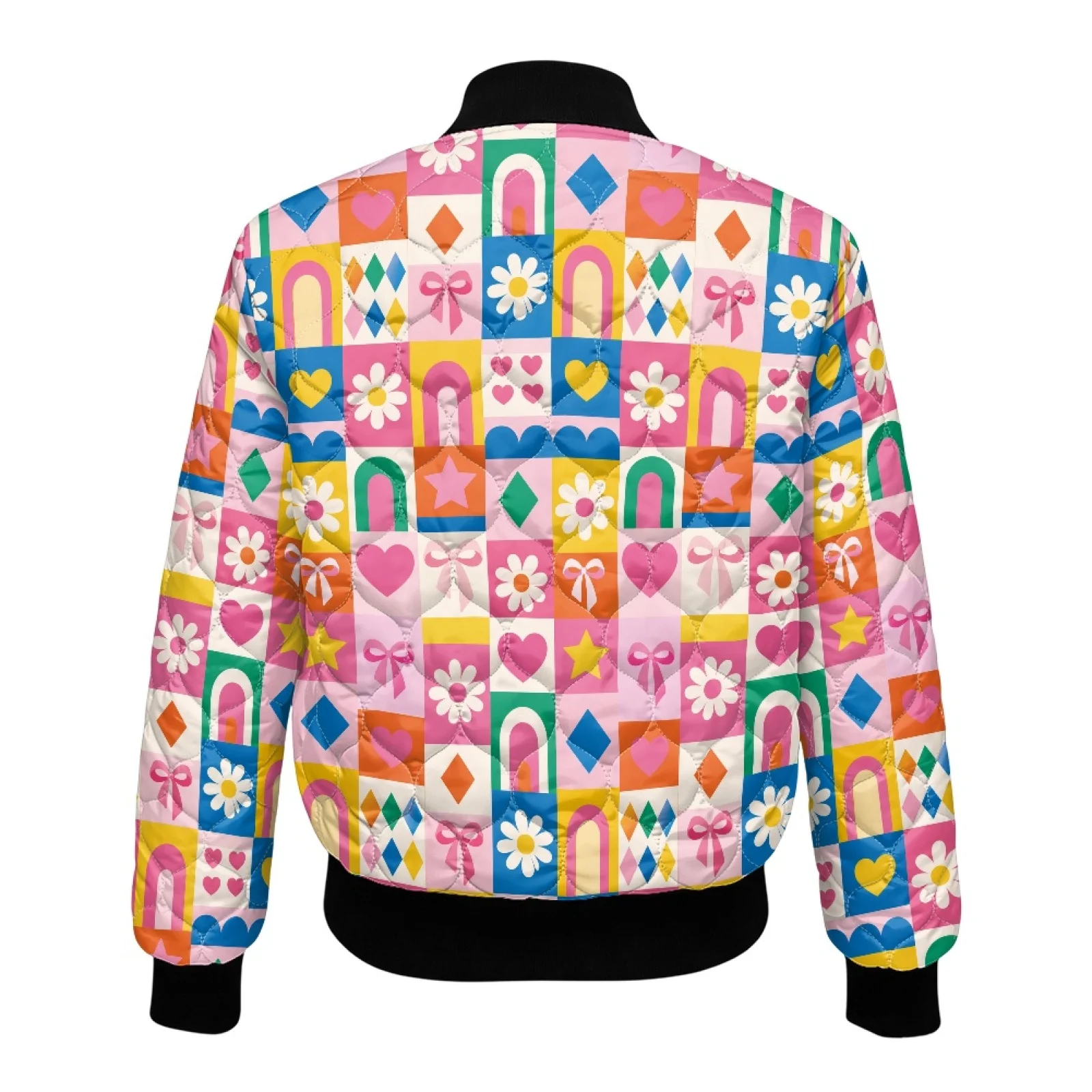 PENSTROLL Checkered Cute Ladies Long Sleeve Quilted Zipper Padded Bomber Coat Cozy Cardigan Puffer Jacket for Winter
