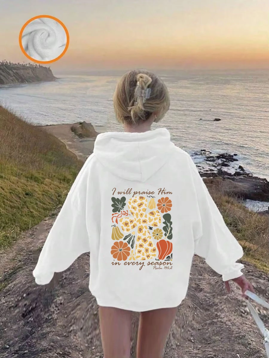 Autumn Kids Fashion Boho Wildflowers Hoodie Vintage Pumpkin Vegetable Print Hooded Aesthetics Long Sleeve Girls Boys Sweatshirt