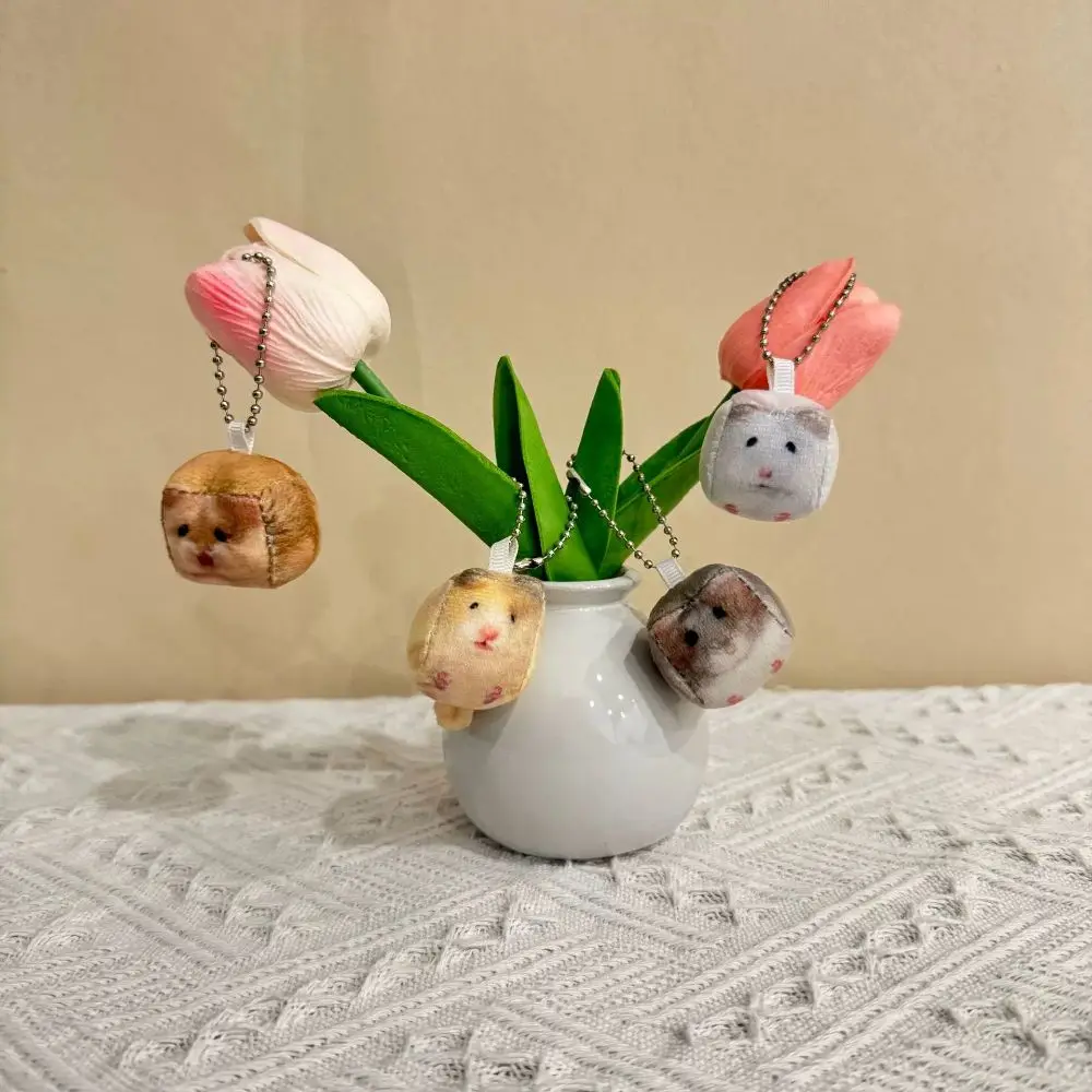 Bag Decor Hamster Keychain Simulation Hanging Ornament Mini Square Keyring Stuffed Animal Cube Hamster Pendant Backpack