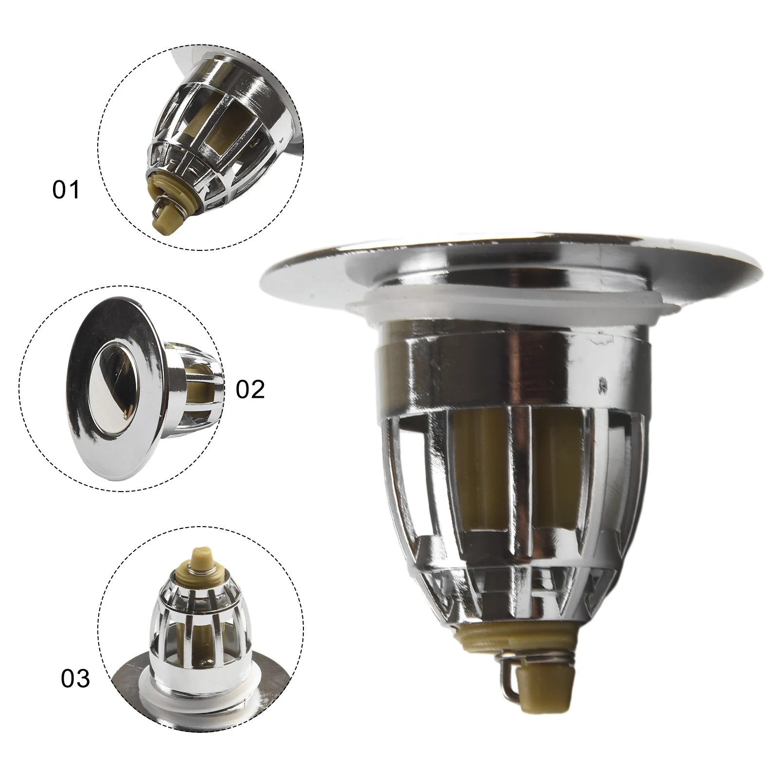 Universal ห้องน้ําอ่างล้างจานปลั๊ก Pop-Up BOUNCE Core Anti-กลิ่นท่อระบายน้ํากรองผม Catcher อ่างล้างจานกรอง