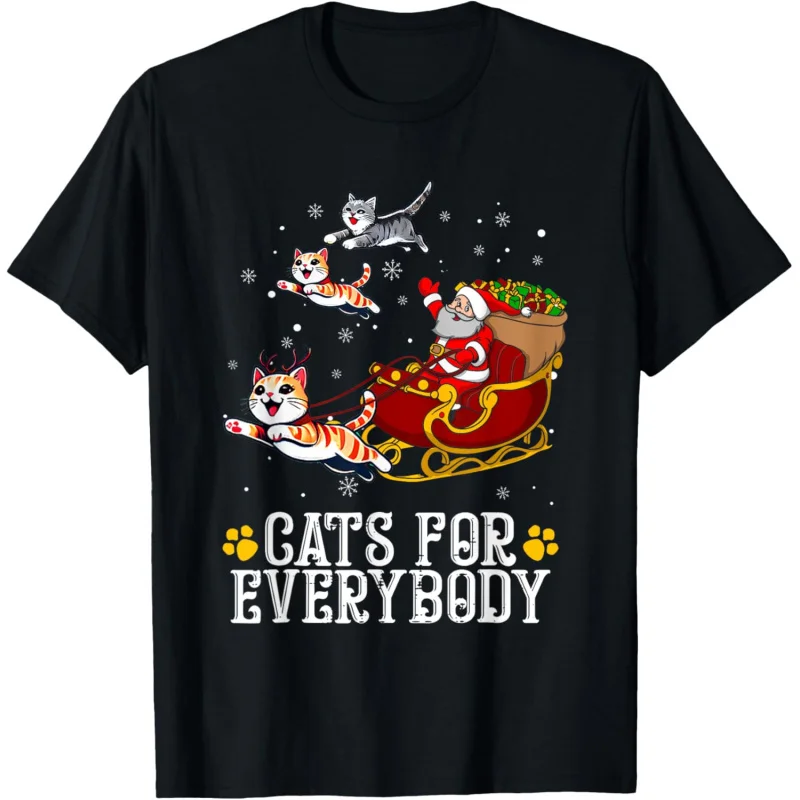 

Cats For Everybody Christmas Cat Funny Xmas Men Women Santa T-Shirt