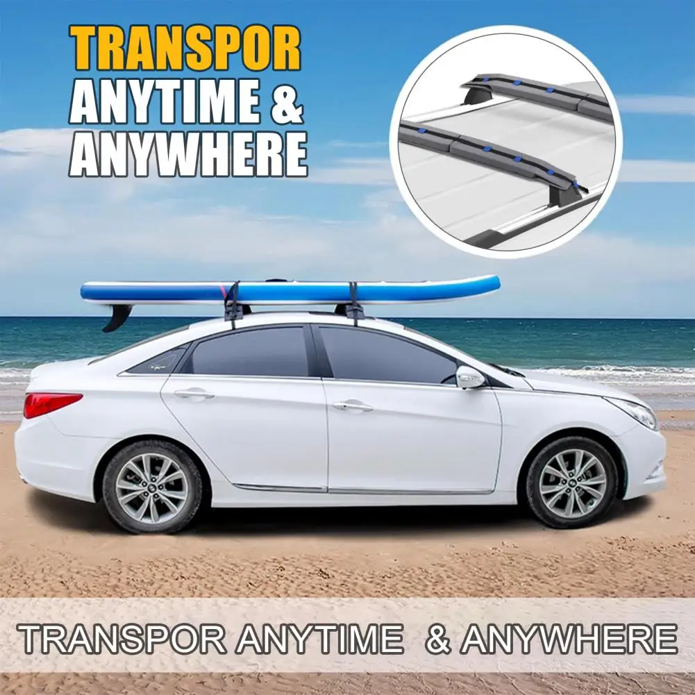 

1 комплект универсальных автомобильных мягких накладок на багажник на крышу, система багажника для каяка, доски для серфинга, каноэ, включает 2 сверхпрочные ремни для крепления