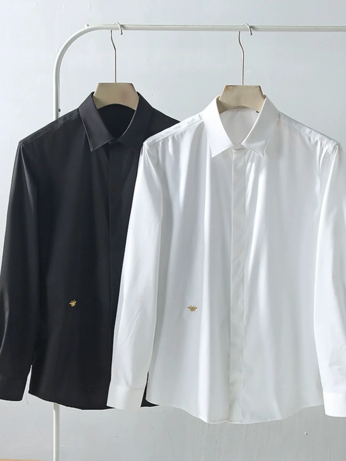 

Мужская повседневная повседневная одежда Long Sve с вышивкой серии Ele, весенняя модная деловая подставка подходит H Sle