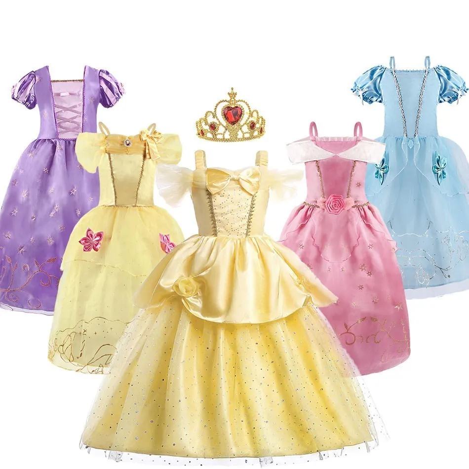

Little Girl Cinderella Dress Rapunzel Belle Halloween Costume Kid Birthday Party Christmas Fancy Evening Dress 2-10 Years