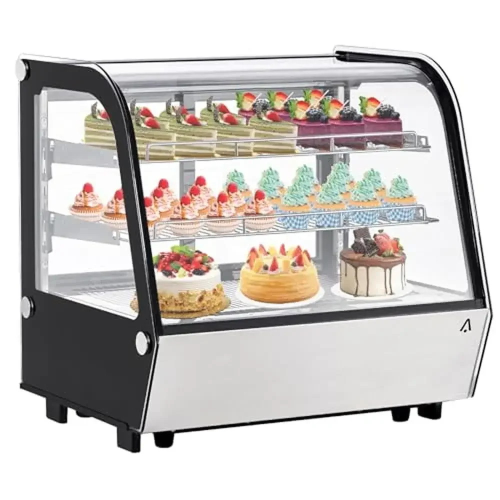 Commercial Refrigerated Display Case 4.2 Cu.Ft LED Lighting Auto Defrost Air-Cooling Rear Sliding Door Café Showcase