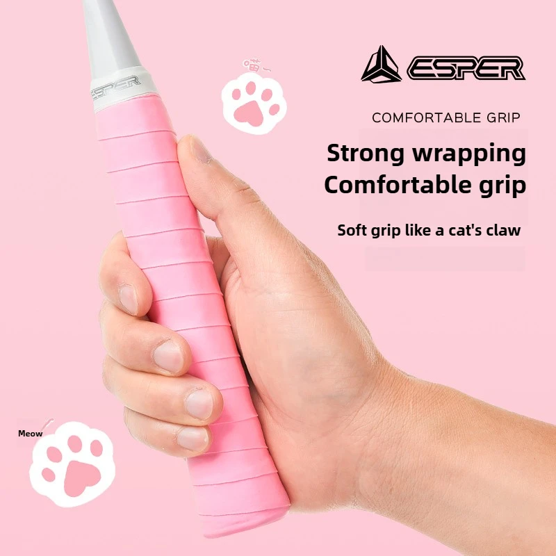 قبضة مخلب القطط لمضرب كرة الريشة من ESPER، حزام فائق النعومة ممتص للعرق، غير قابل للانزلاق، مريح لامتصاص الصدمات والتهوية