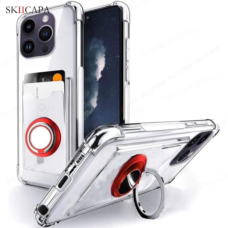 Kartenfach, durchsichtige Handyhülle für iPhone 17 Pro Max 17, Luftringhalter, stoßfest, weiche Rückseite, Ständer, Funda für iPhone 17Pro – Detail 6