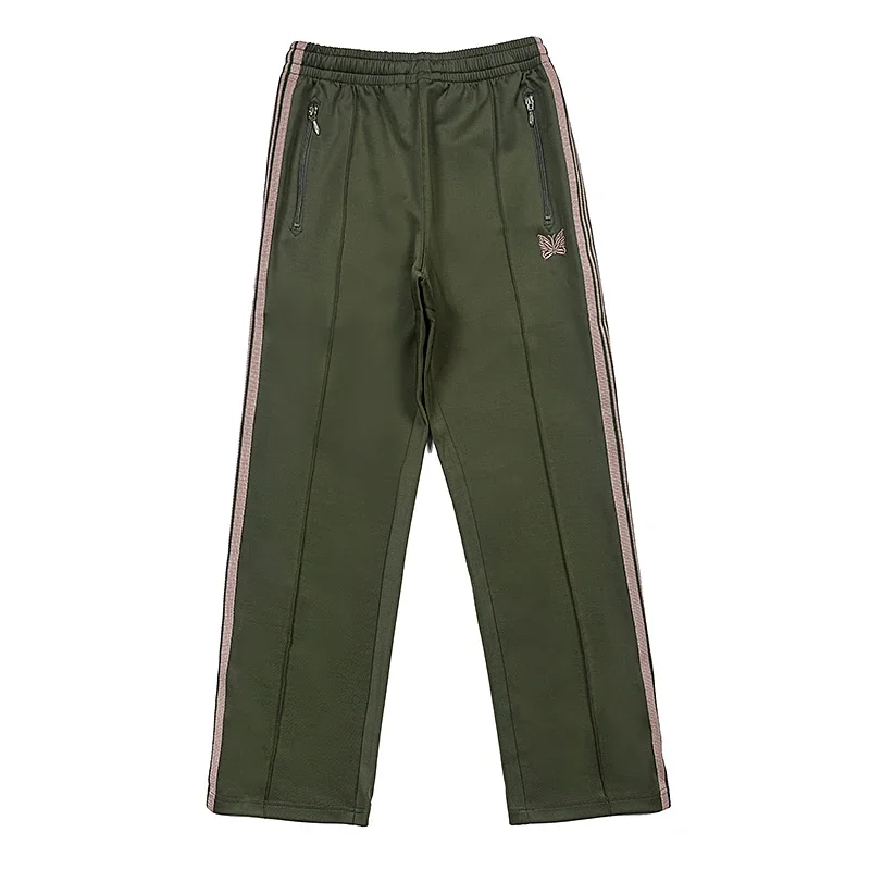 Arrival Army Green Casual Trousers Webbing Track Stripe Sweatpants Butterfly Embroidery Oversize Zipper Men Women Pants