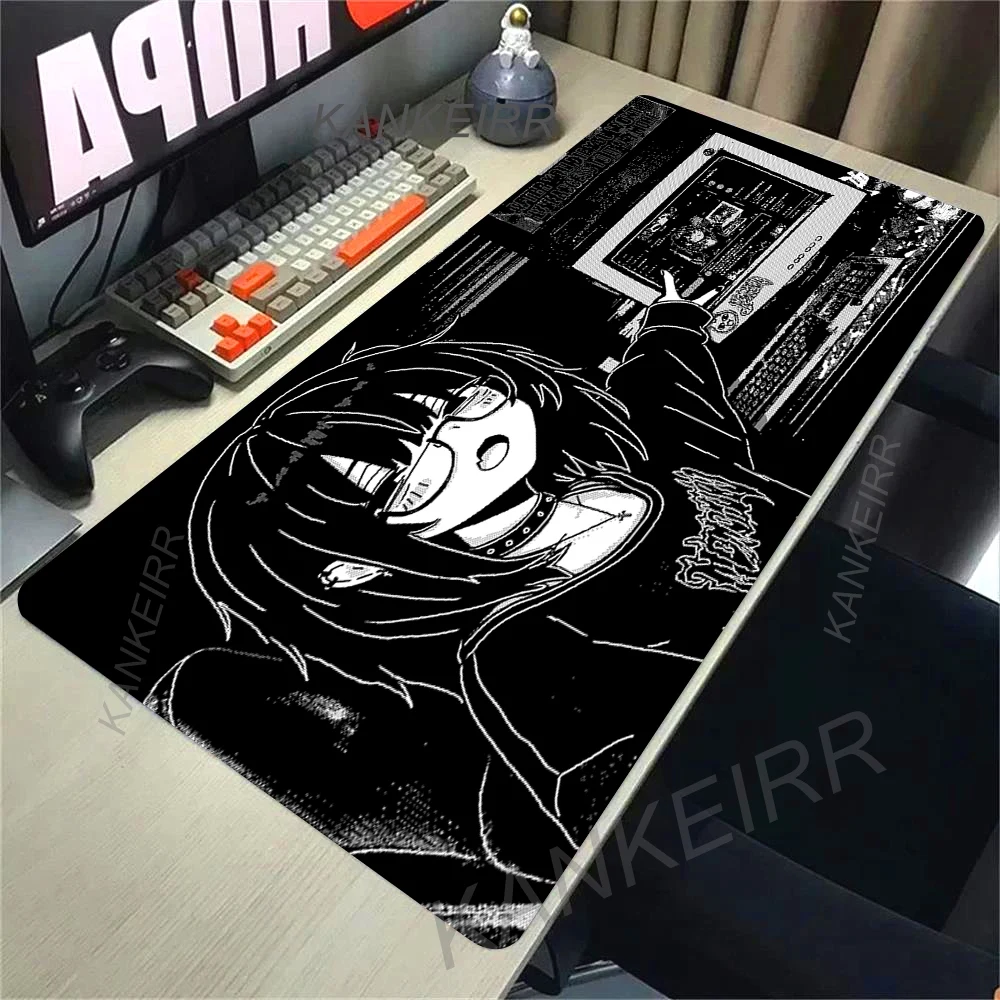 Anime Girl Mouse Pad XXL Black White Cool Mousepad Desk Decort Keyboard Pad Office Accessories XXL Pc Desk Mat E-Sports Carpet