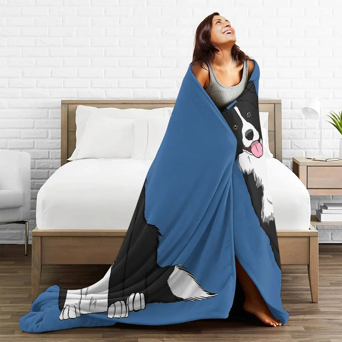 Border Collie Blankets Soft Warm Flannel Throw Blanket Bedding for Bed Living room Picnic Travel Home Couch