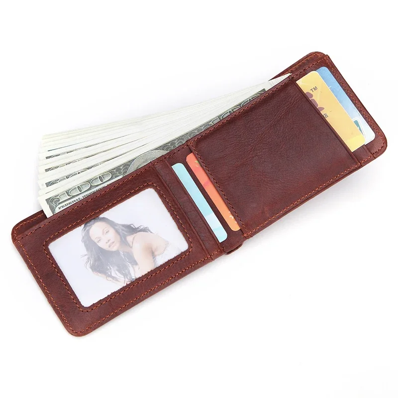 New Casual Genuine Leather Small Wallet For Men Male Slim Purse Man Credit Card Holder Mini Pocket Money Bag 4 Colors