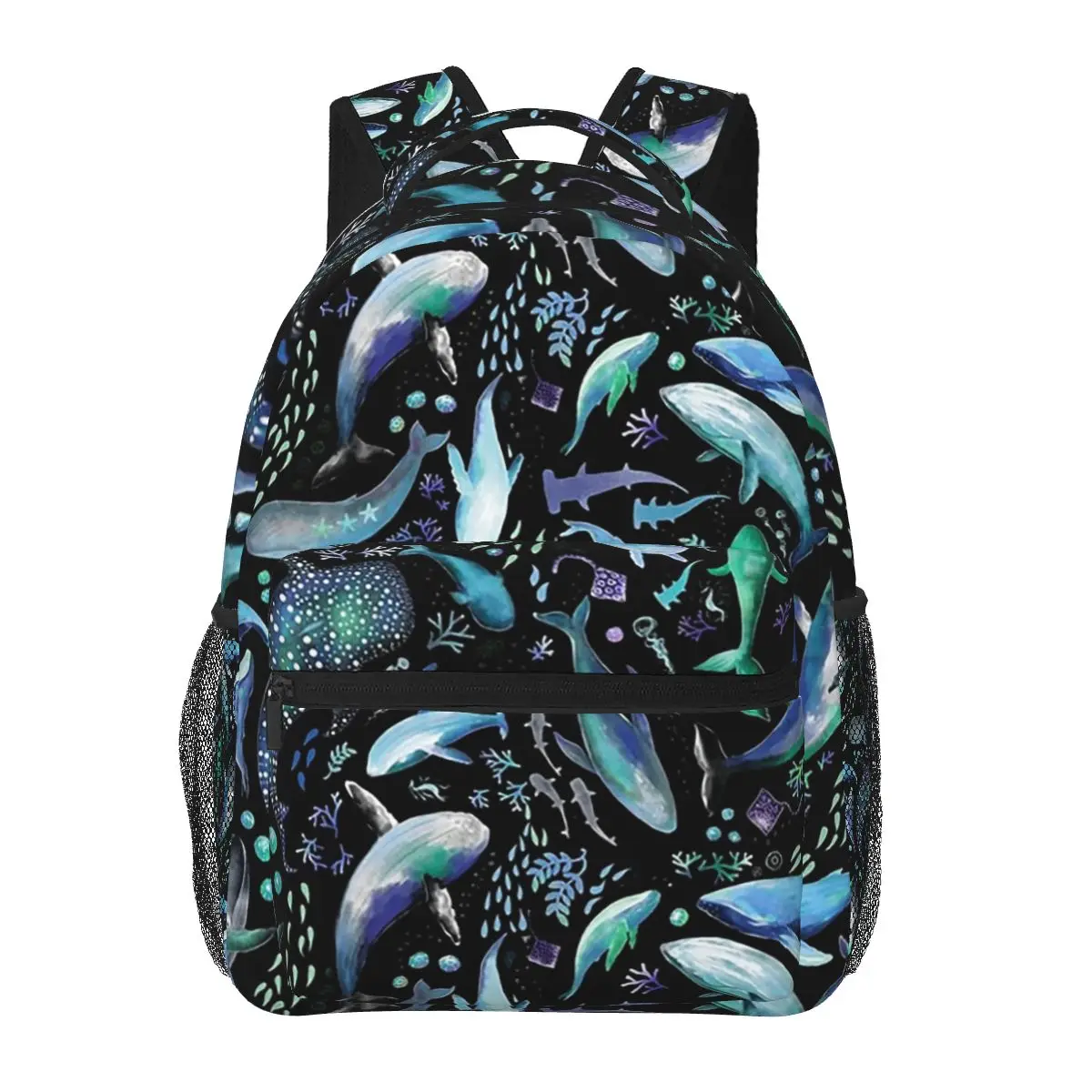 Ocean Diving With Whales At Night - Remix Backpacks Boys Girls Bookbag Children School Bags Cartoon Laptop Rucksack Shoulder Bag