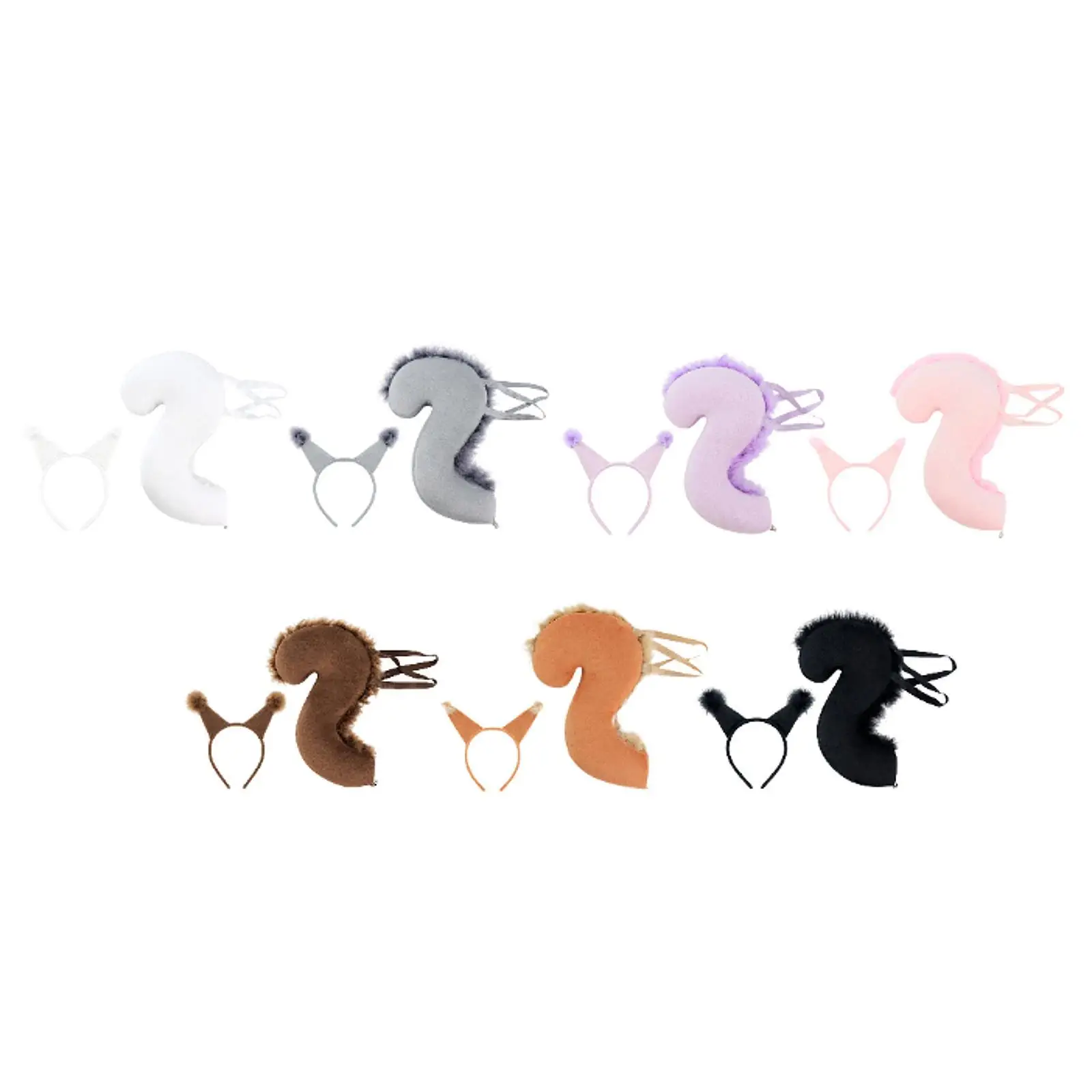 Girls Halloween Squirrel Tail and Ears Set Fun Cosplay Costume Polyester Headband for Kids Carnival Events