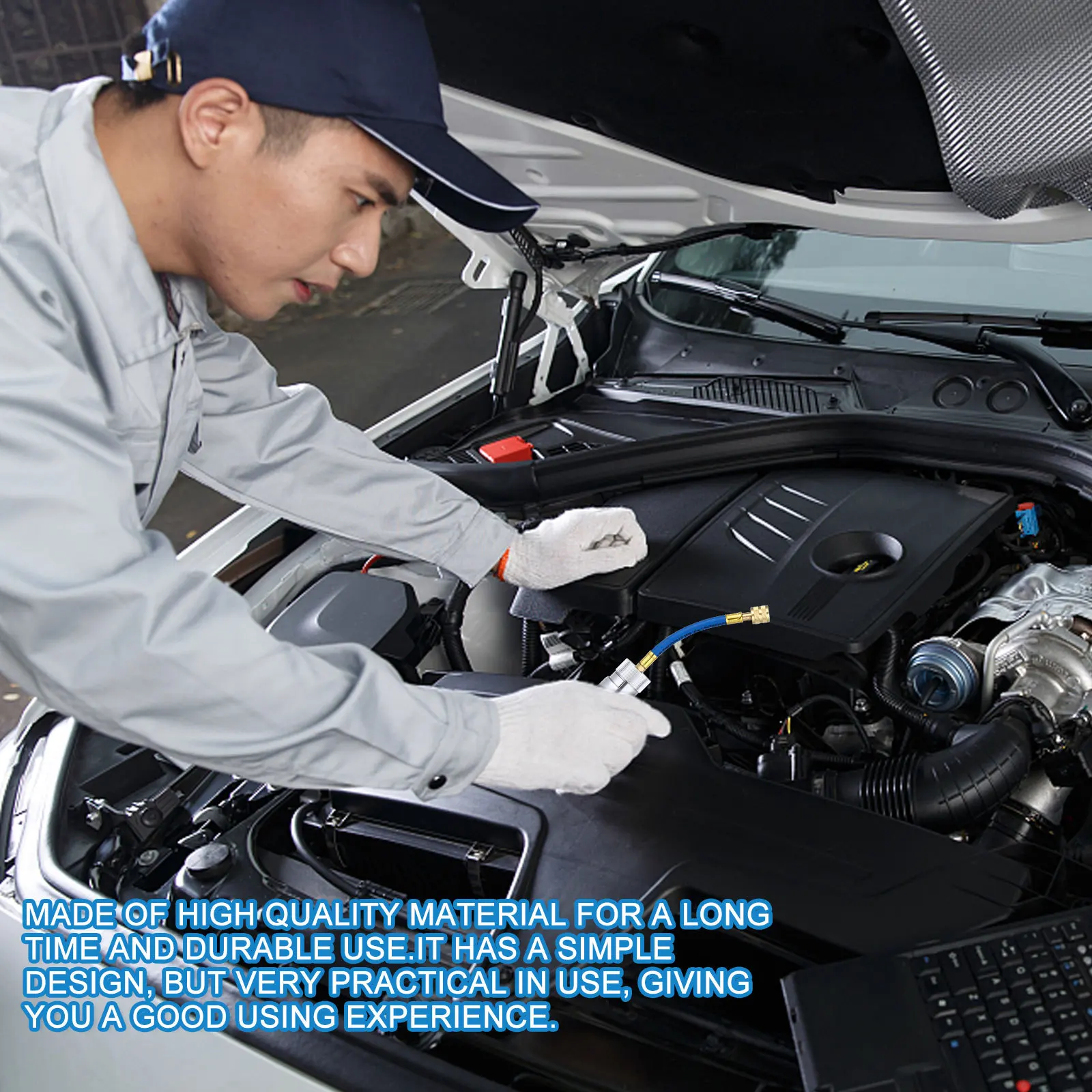 

Air Conditioning Oil Injector Durable Filling Tube Practical Hand Turn Tool Compatible All Oils Leak Monitoring