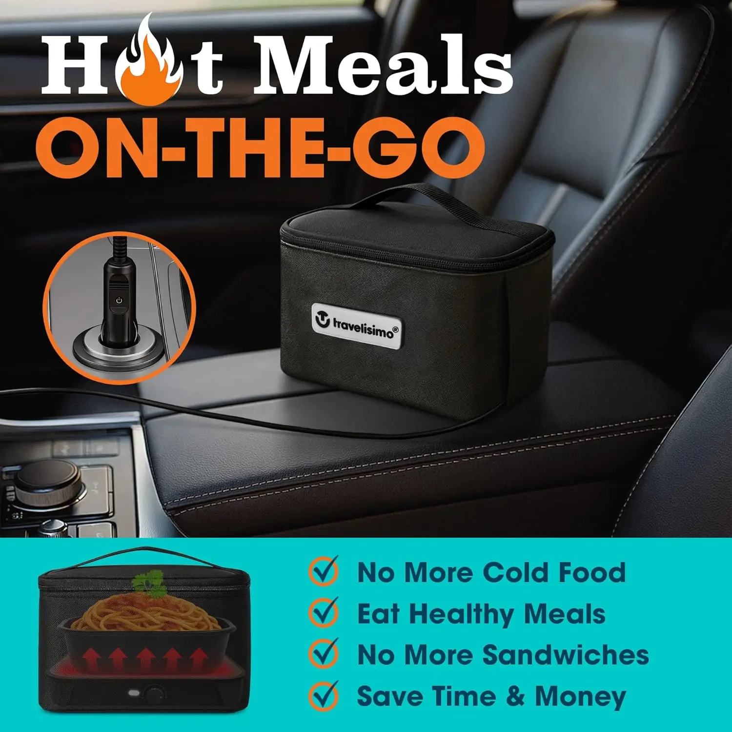 سخان طعام محمول 3 في 1: ميكروويف 12 فولت/24 فولت/110 فولت للسيارة والعمل والاستخدام المنزلي #5