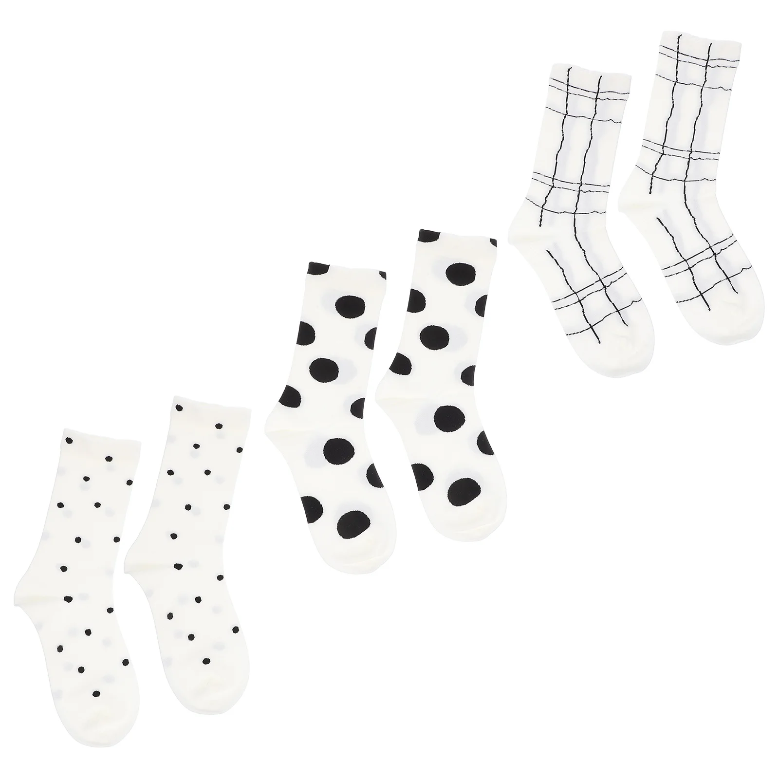 

3Pairs Women Crew Socks Black Midcalf Breathable Cotton Comfortable Casual Office Vintage Fashion Socks