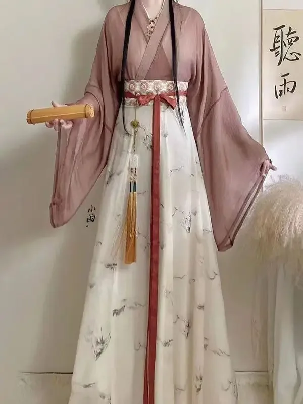 

Женское платье Hanfu в китайском стиле, традиционное элегантное платье принцессы с цветочной вышивкой, Восточная сказочная одежда для косплея и сценических танцев