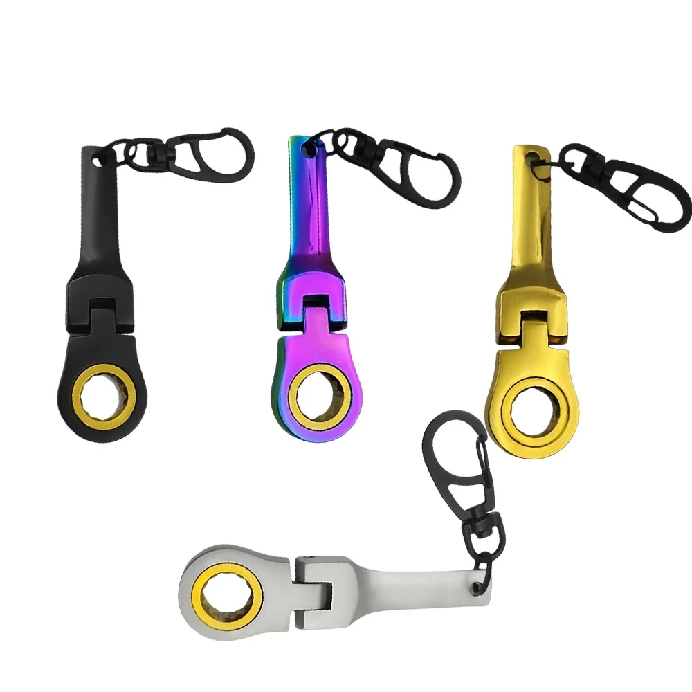 10mm 90-Tooth Ratchet Wrench Car Keychain,Stubby Ratchet Socket Wrench Key Ring