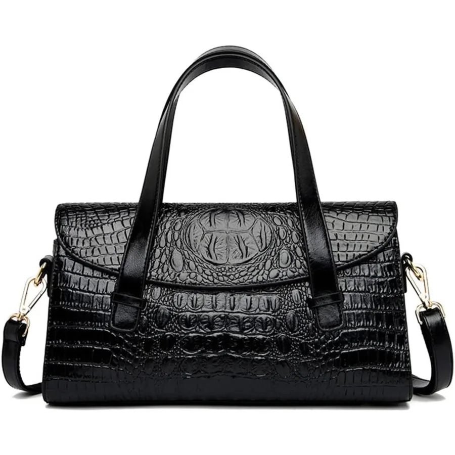 

Women Handbag Crocodile Pattern Leather Top-Handle Purse Flap Shoulder Satchel