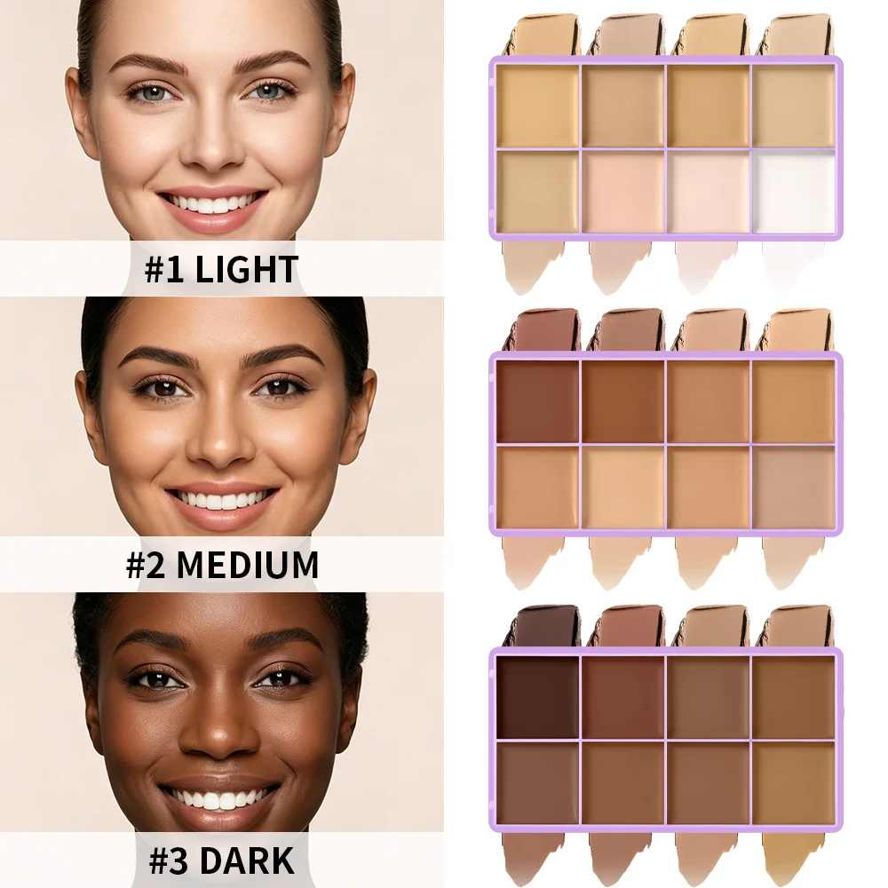 Evanesce Soft Matte Cream Concealer 8-Shade Fade Palette Cobertura Total Longa Duração À Prova D'água Maquiagem Facial Para Olheiras e Imperfeições