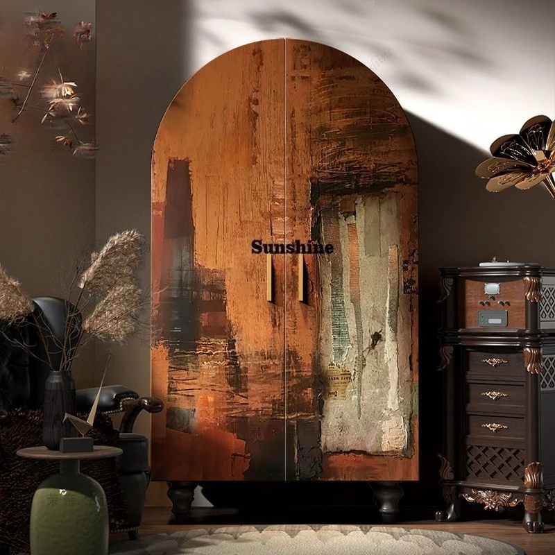 

French vintage texture abstract wardrobe bedroom art storage bedside cabinet