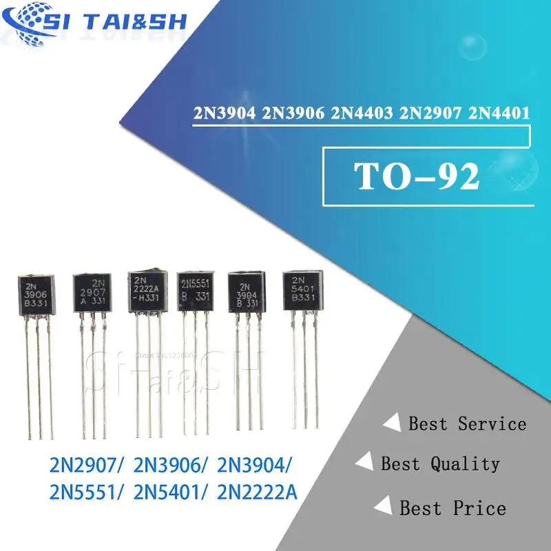 100pcs 2N3904 2N3906 2N4403 2N2907 2N4401 2N2222 PN2222 2N5401 2N5551 TO-92 TO92 transistor